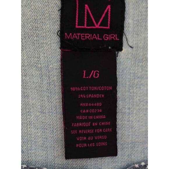 “Material Girl Light Wash Denim Jacket with Zipper Cuffs – Size L” - Picture 2 of 5